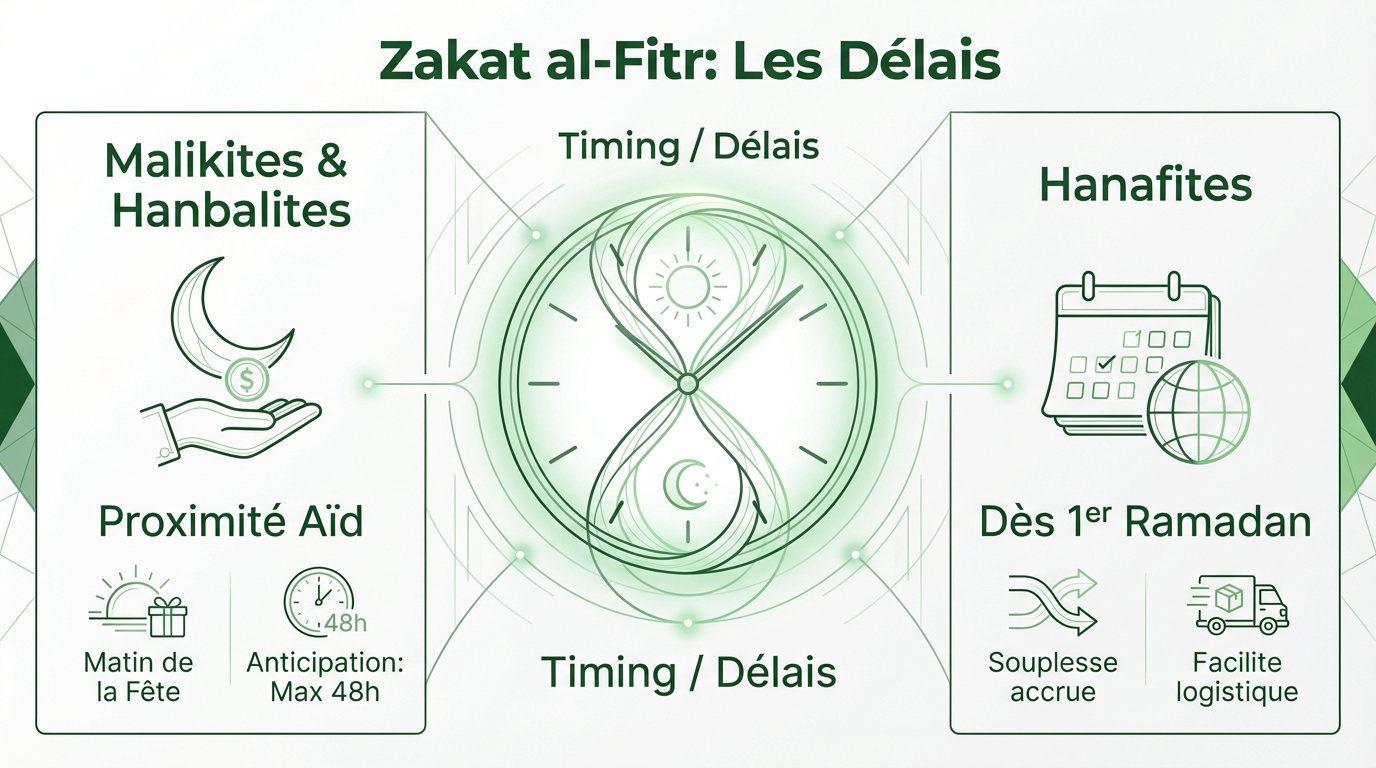 Tableau comparatif des délais de paiement de la Zakat al Fitr selon les écoles