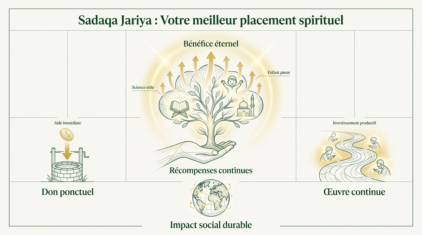 Illustration d'un acte de générosité durable pour la Sadaqa Jariya