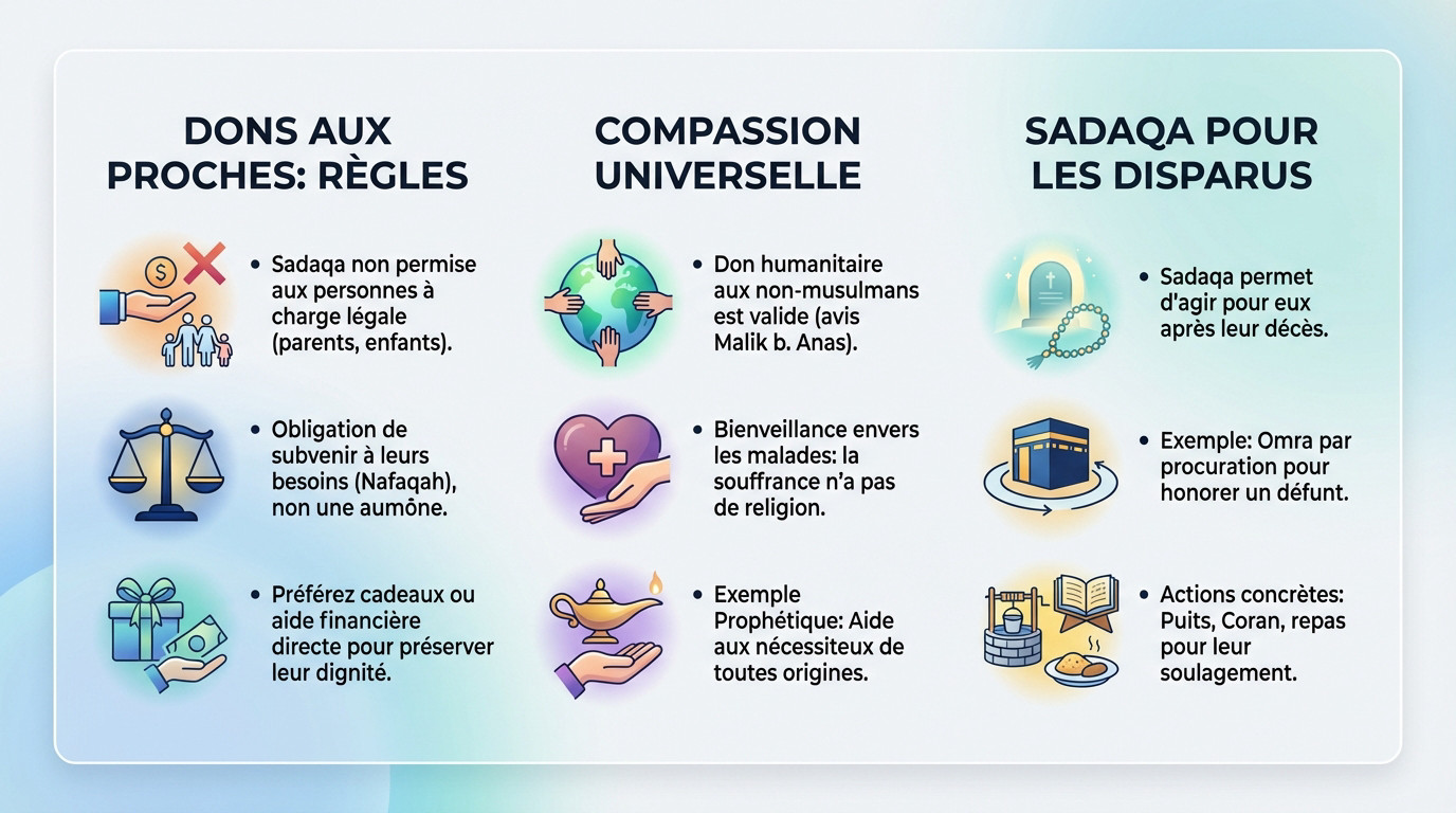 Règles de la Sadaqa pour la famille et les défunts