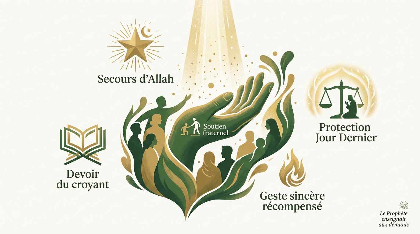 Main tendue symbolisant la solidarité et le hadith aider les pauvres