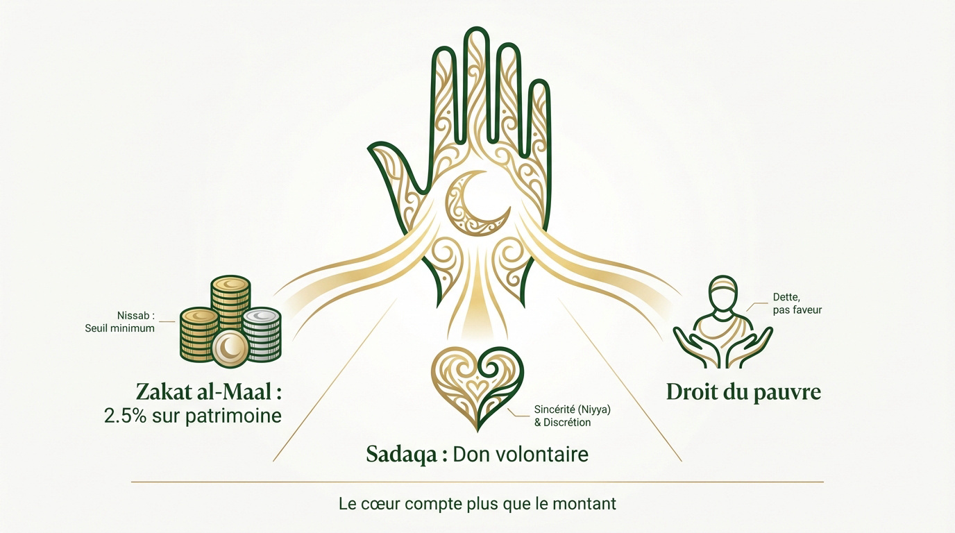 Distribution de la Zakat et de la Sadaqa pour aider les nécessiteux en Islam