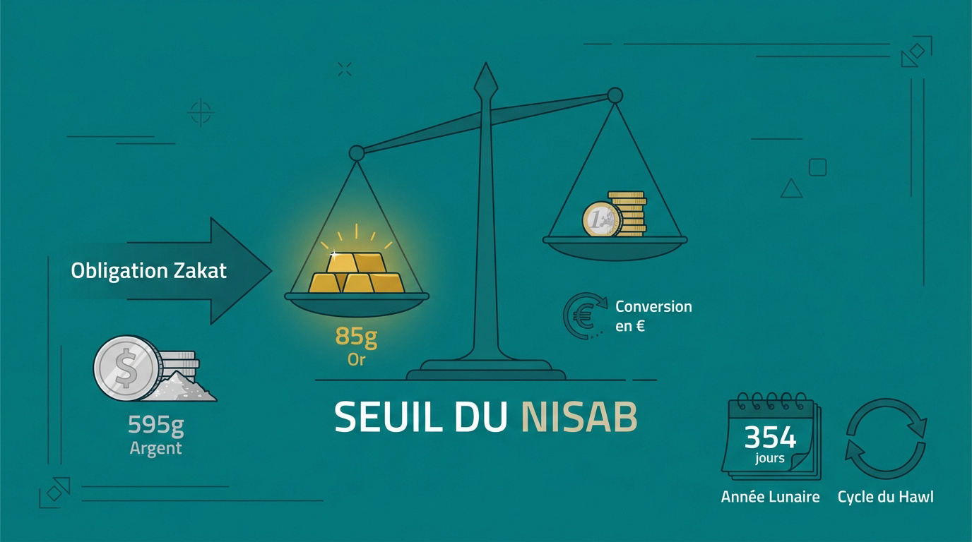 Illustration du seuil du Nisab pour le calcul de la Zakat