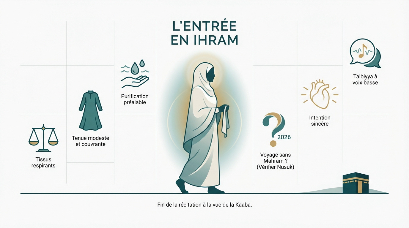 Femme en tenue de prière pudique pour la Omra